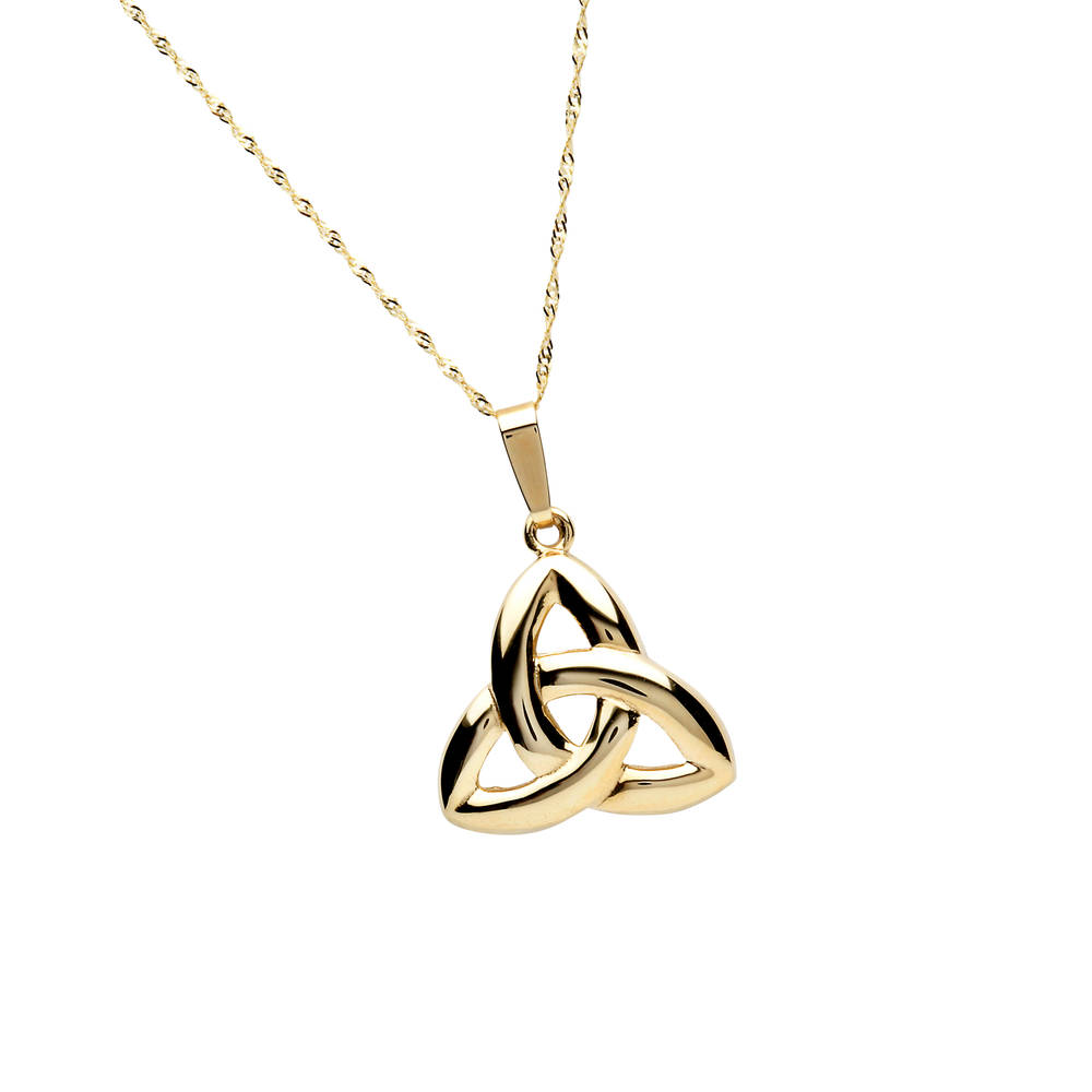 10 carat Yellow G "old Classic Puffed Trinity Knot Pendant On 18" Twist Chain 17mx19m