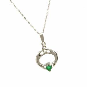 10 carat white gold Claddagh tear drop trinity knot pendant