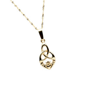 Gold Teardrop Claddagh Pendant