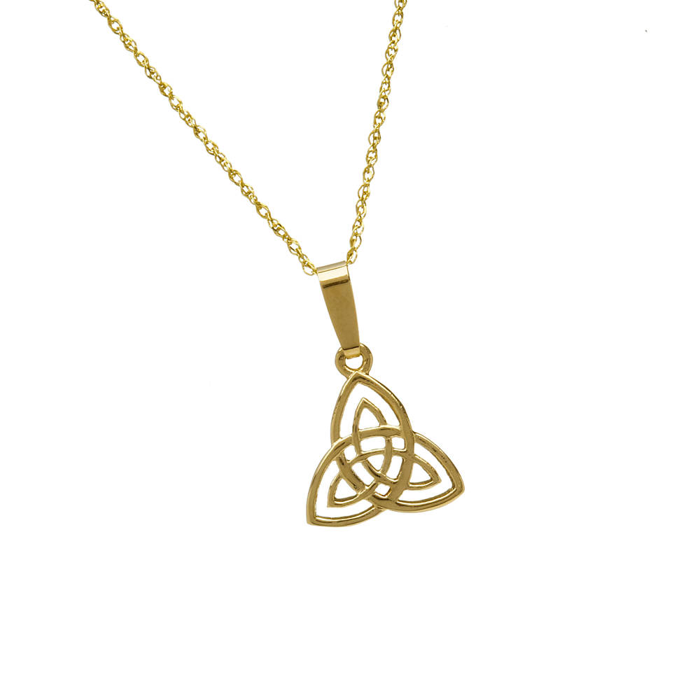 10ct Trinity Knot Pendant 18" Chain Based on the trinity knot which originates from ancient manuscripts and signifies the undying nature of love and friendship.