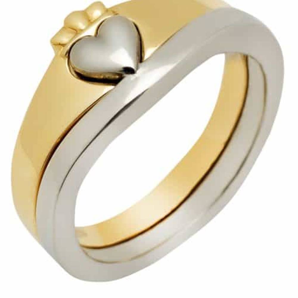 10 carat Yellow Gold And White Gold 2 Part Interlocking Claddagh Ring
