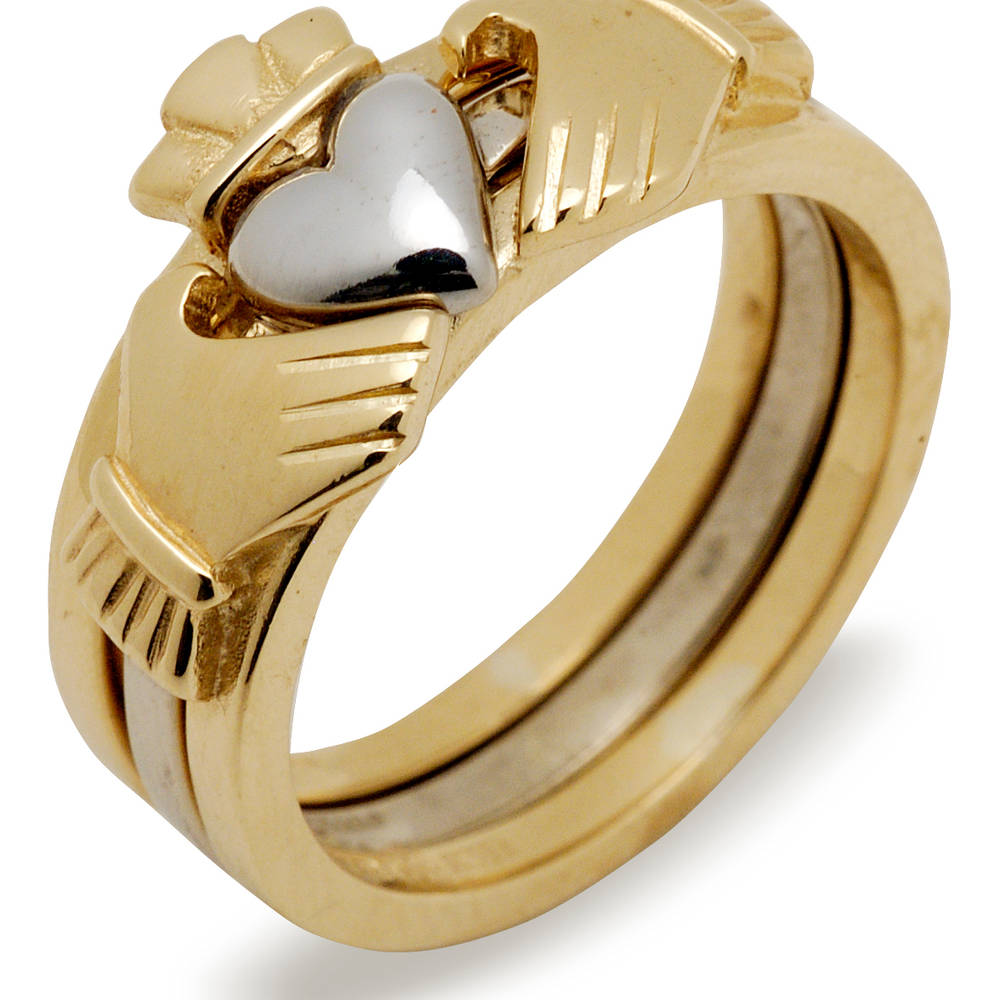 10 ct gold 2/3-part Claddagh rings set