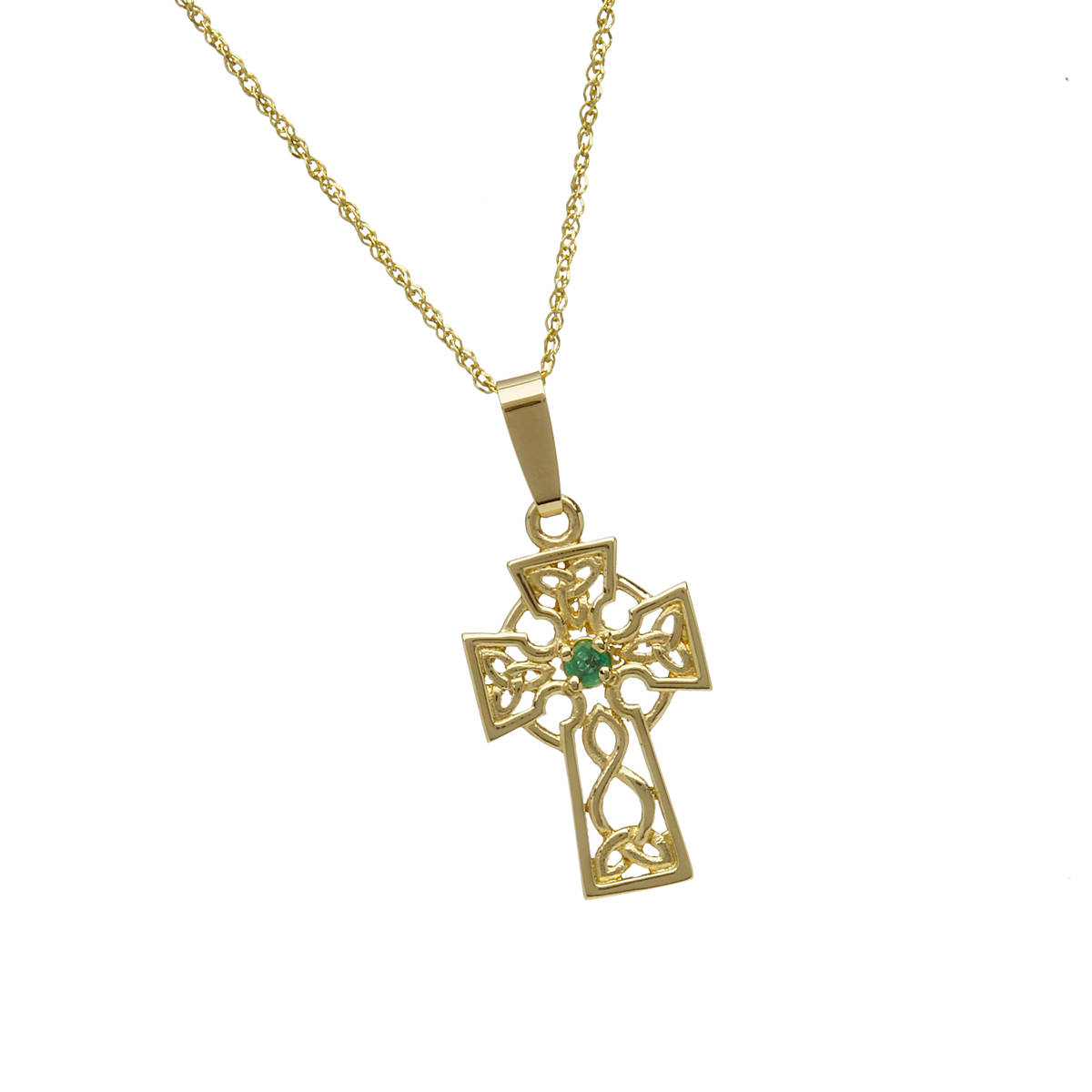 10 carat yellow gold filigree celtic cross pendant with emerald.Don't forget if you want this lovely piece in white or rose gold instead of yellow gold,just indicate your preferred gold in the comment box at checkout.