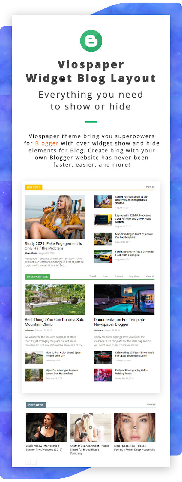 Viospaper Pro - Best Theme Blogger for Magazine