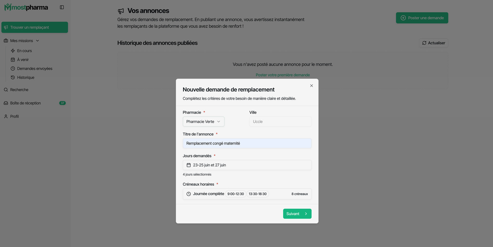 Publication annonce de remplacement