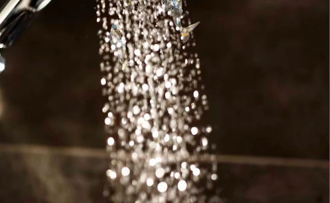 shower head with water coming out from underneath