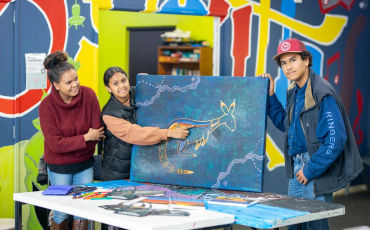 people with artwork