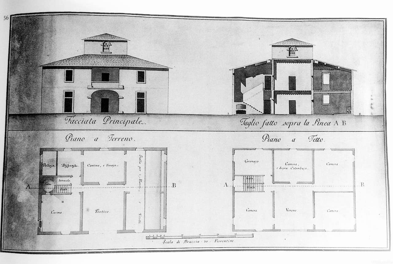 Pianta e transetto di una tipica "leopoldina" a cura dell'architetto Dalla Porta