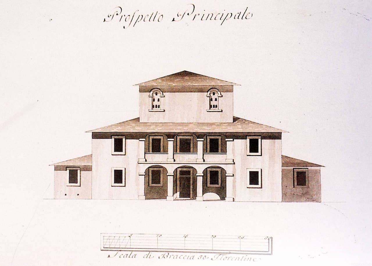 Prospetto di una casa colonica dell'epoca leopoldina a cura dell'architetto Dalla Porta