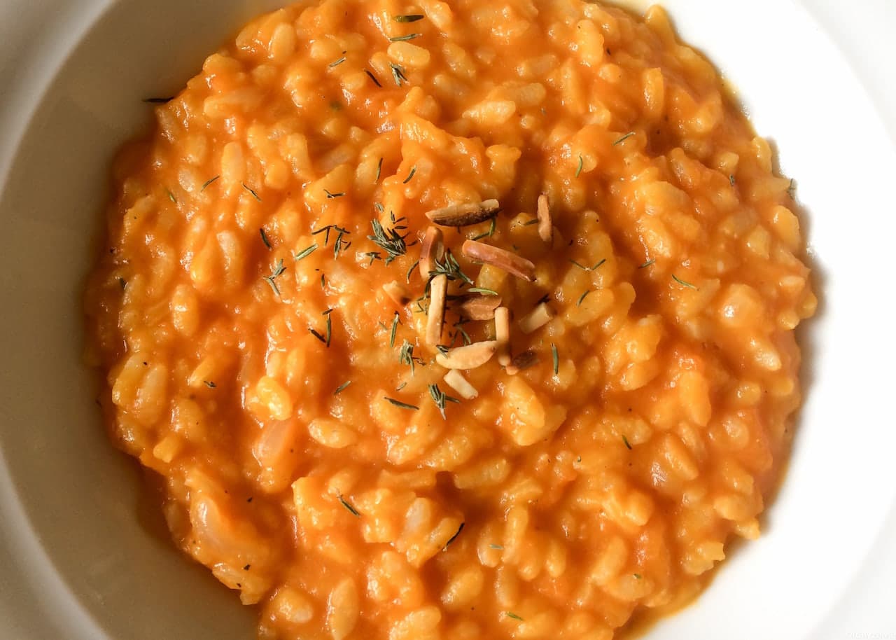Riso piemontese di varietà Baldo alla zucca e Pecorino Toscano DOP
