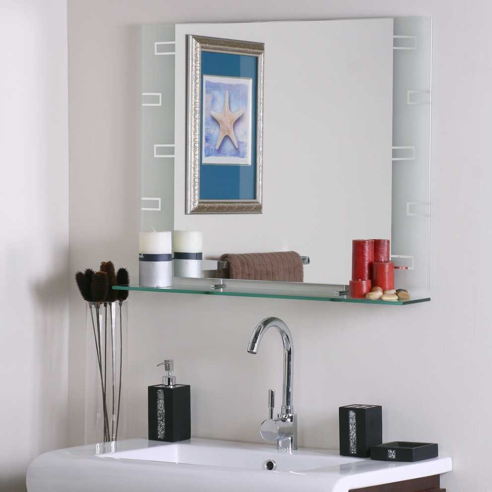 Wyona Frameless Wall Mirror With Shelf Within Well Liked Bathroom Wall Mirrors (Photo 9 of 20)