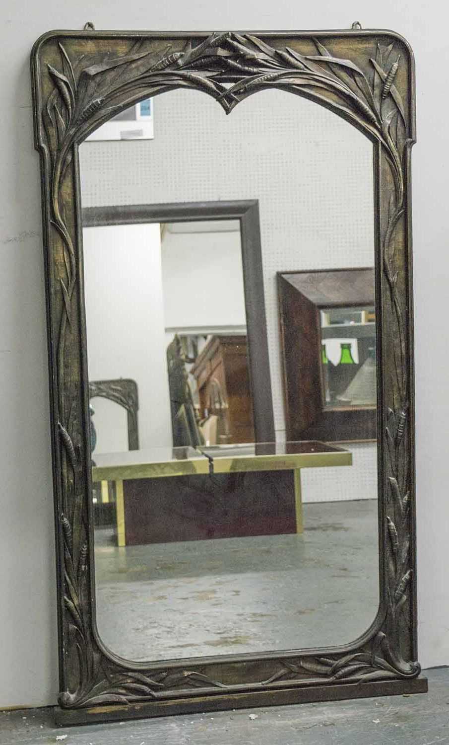 Trendy Bronze Arch Top Wall Mirrors Throughout Wall Mirror, Art Nouveau Bronze With Arched Bull Rush Cast Frame, 134cm (Photo 7 of 15)