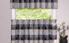 Cotton Blend Classic Checkered Decorative Window Curtains