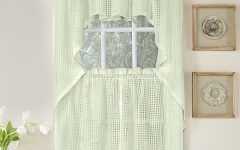 White Tone-on-tone Raised Microcheck Semisheer Window Curtain Pieces