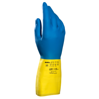 Gants Étanches Protection Chimique Légère Bleus et Jaunes Mapa 405