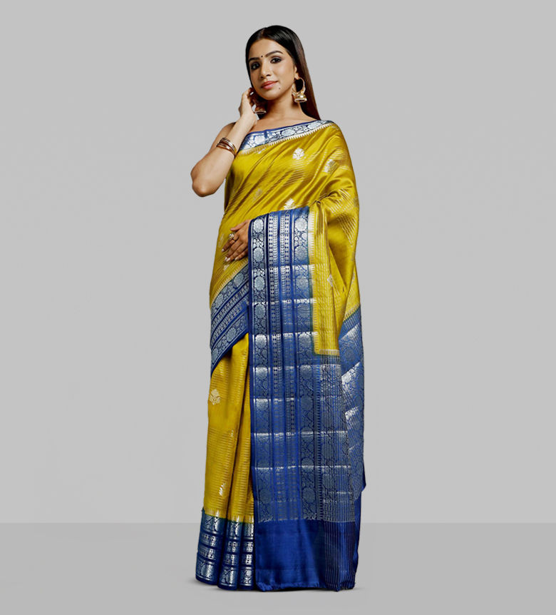 Pure Chiniya Contrast Silver Border Chaap Dye 