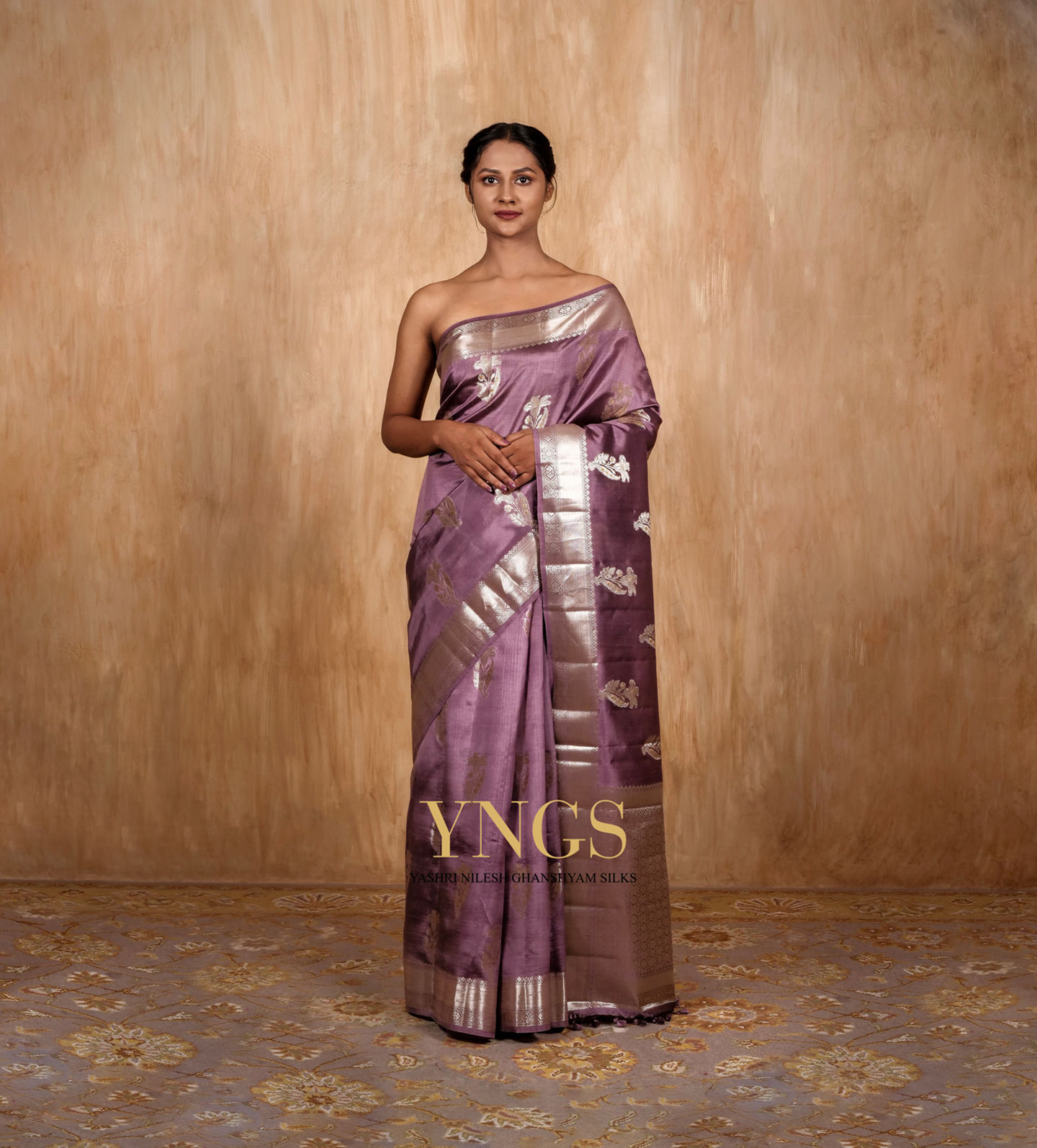 Chiniya Silk Purple Colour With Allover Silver Zari  And Zari Buta