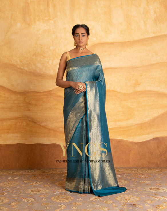 Pure Banaras Dyed Silk With Antique Zari  