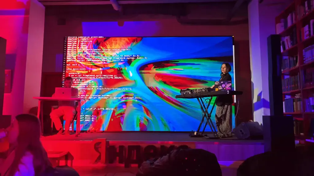 Live coding to techno at Yandex during the Night of Open Libraries