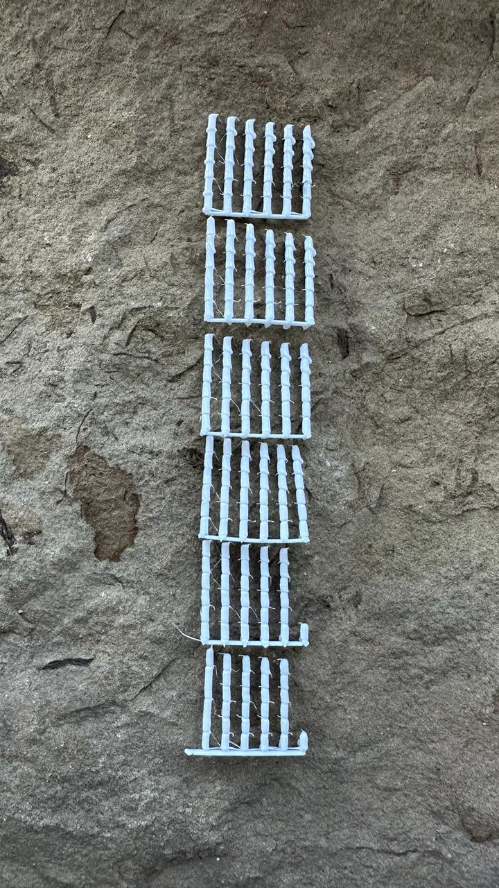 Rows of segmented rods with different joint parameters