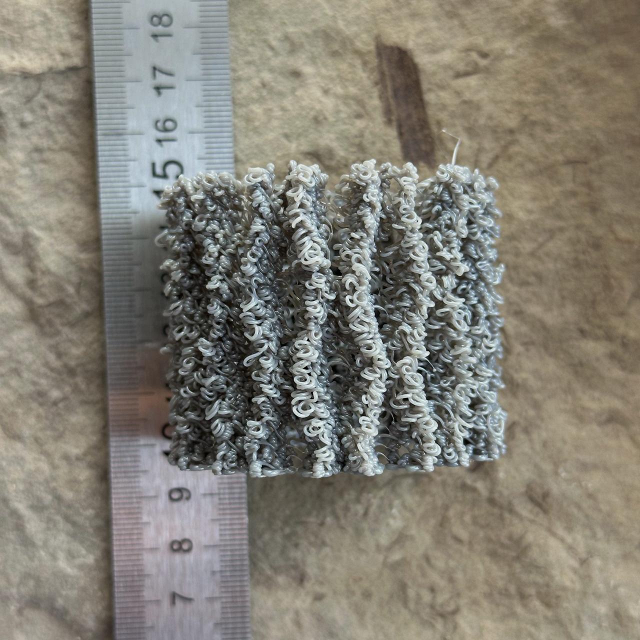 Shader lattice on a cylinder, full view with ruler