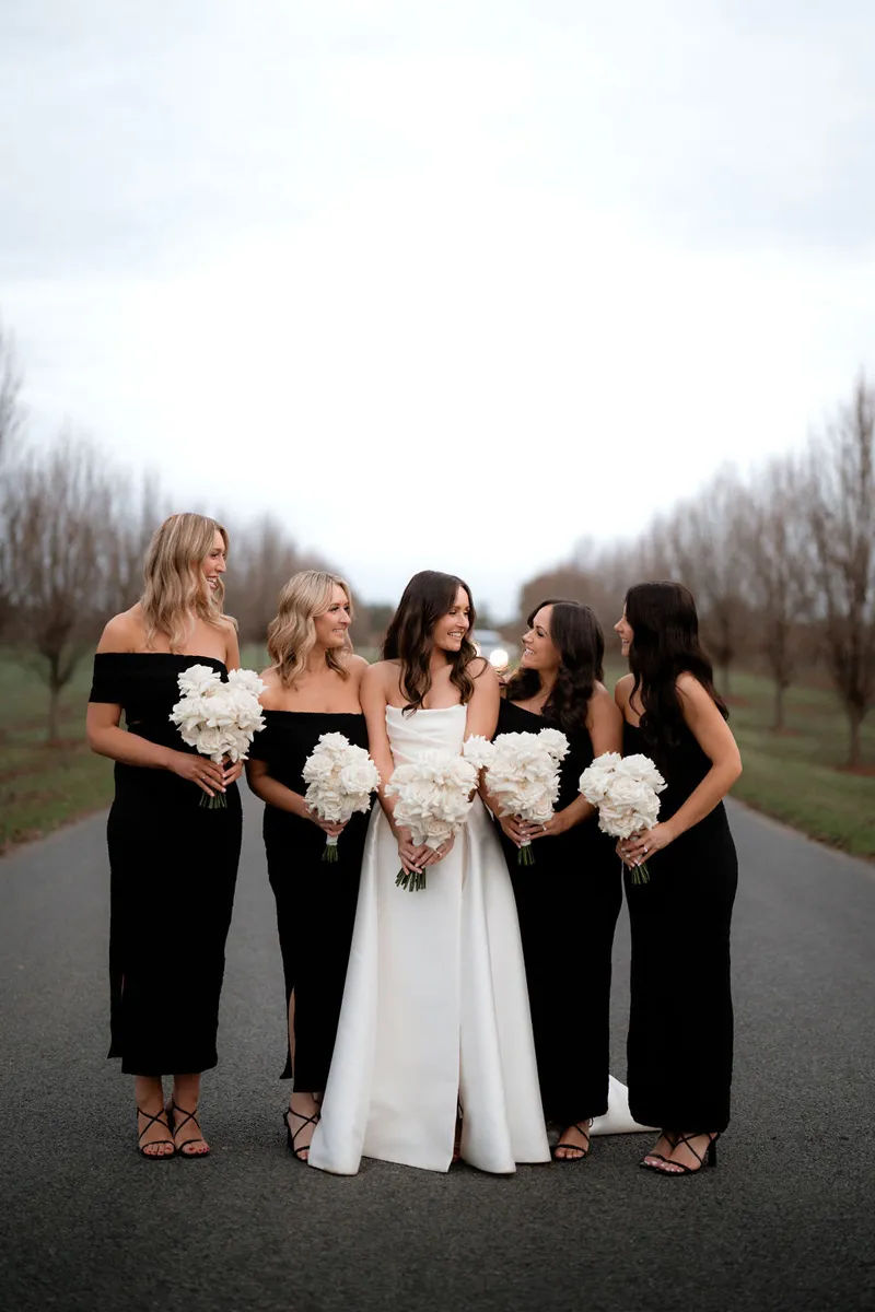 black with white bridesmaid dresses Pamela Black & White Paneled A-Line Maxi Dress Black / S main image 0