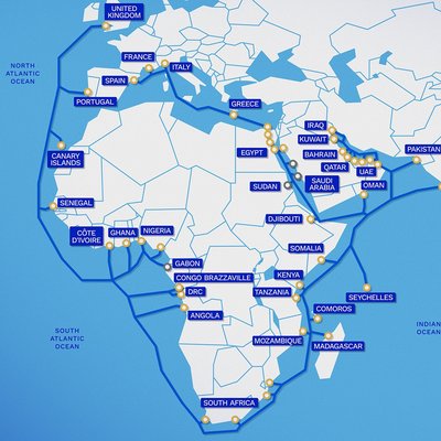 Le câble sous-marin 2Africa relie 3 continents et atterrit dans 33 pays, connectant plus de 3 milliards de personnes.
