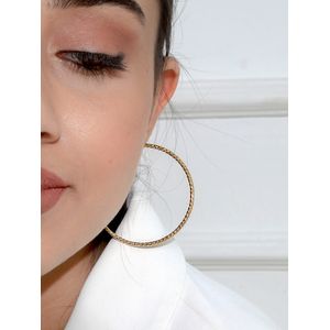 Toniq Set Of 2 Gold & Silver Textured Hoop Earrings Set For Women