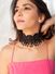 Black Trendy Seed Beaded Pearl Choker Necklace