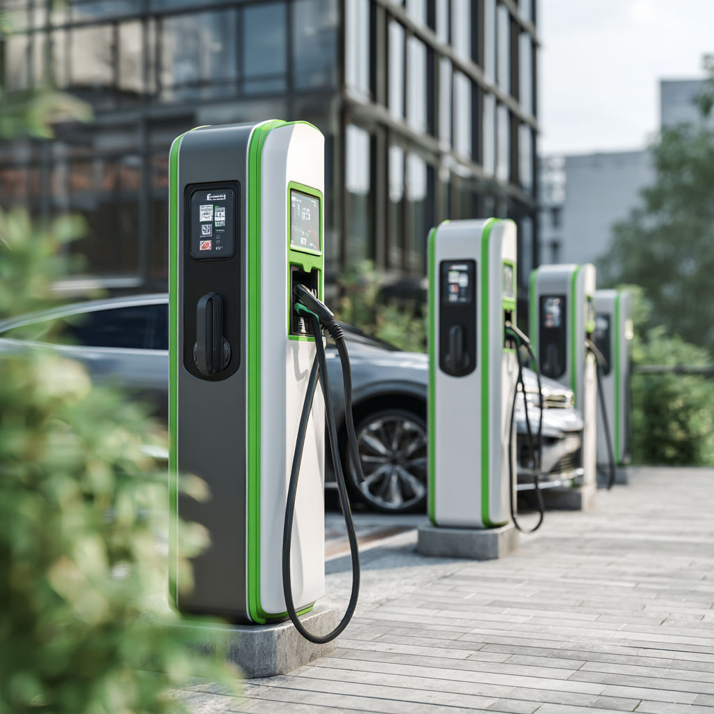 Back-to-back commercial EV chargers in office car park — load-managed OZEV installation Central London electricalworks