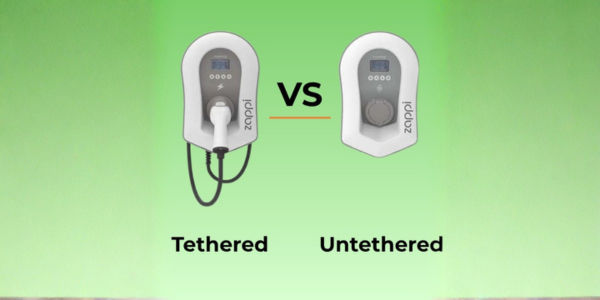 Side-by-side tethered and untethered EV wallboxes — hardware choice for London driveways OZEV