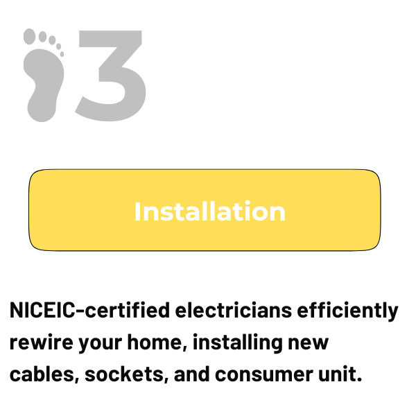 Rewire step three — first and second fix cabling in compliant containment London electricalworks