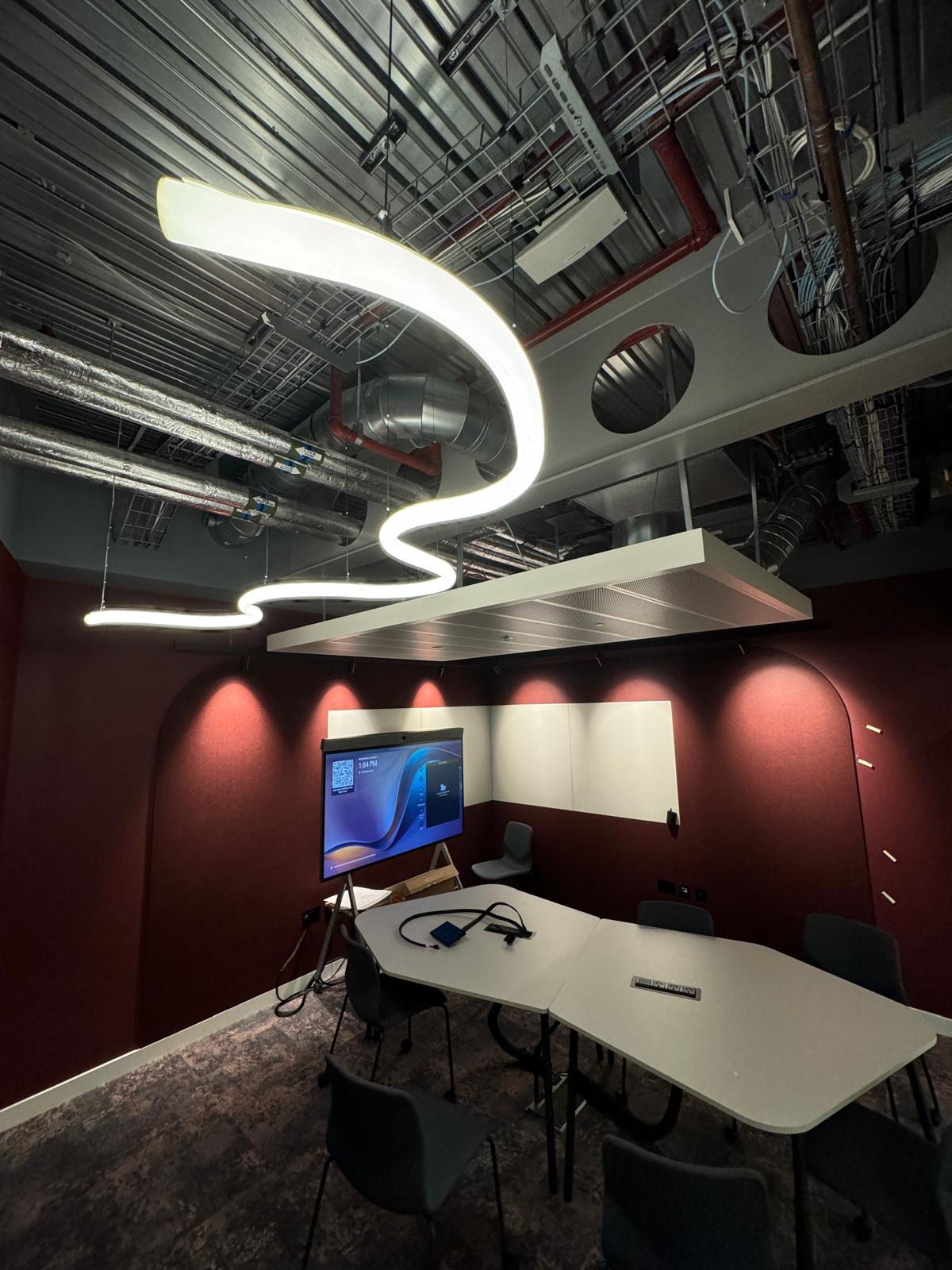 Curved plaster-in LED profile — bespoke architectural line light modern London electricalworks