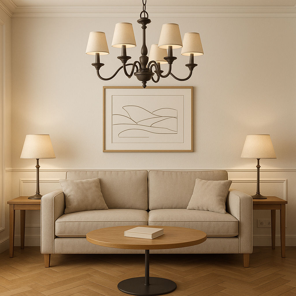 Elegant living room with hidden LED strips and cove lighting — integrated lighting design Richmond London MCS-ready