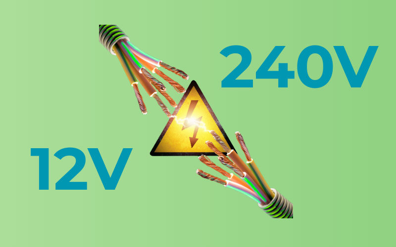 12V transformer versus 230V garden lighting graphic — driver placement and volt drop London