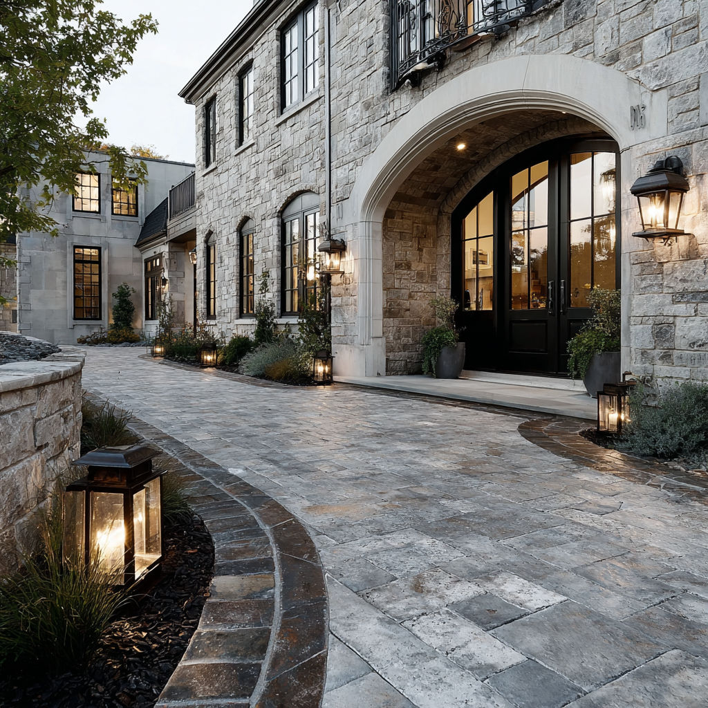 PIR-controlled driveway lantern — discreet security lighting Fulham London BS 7671