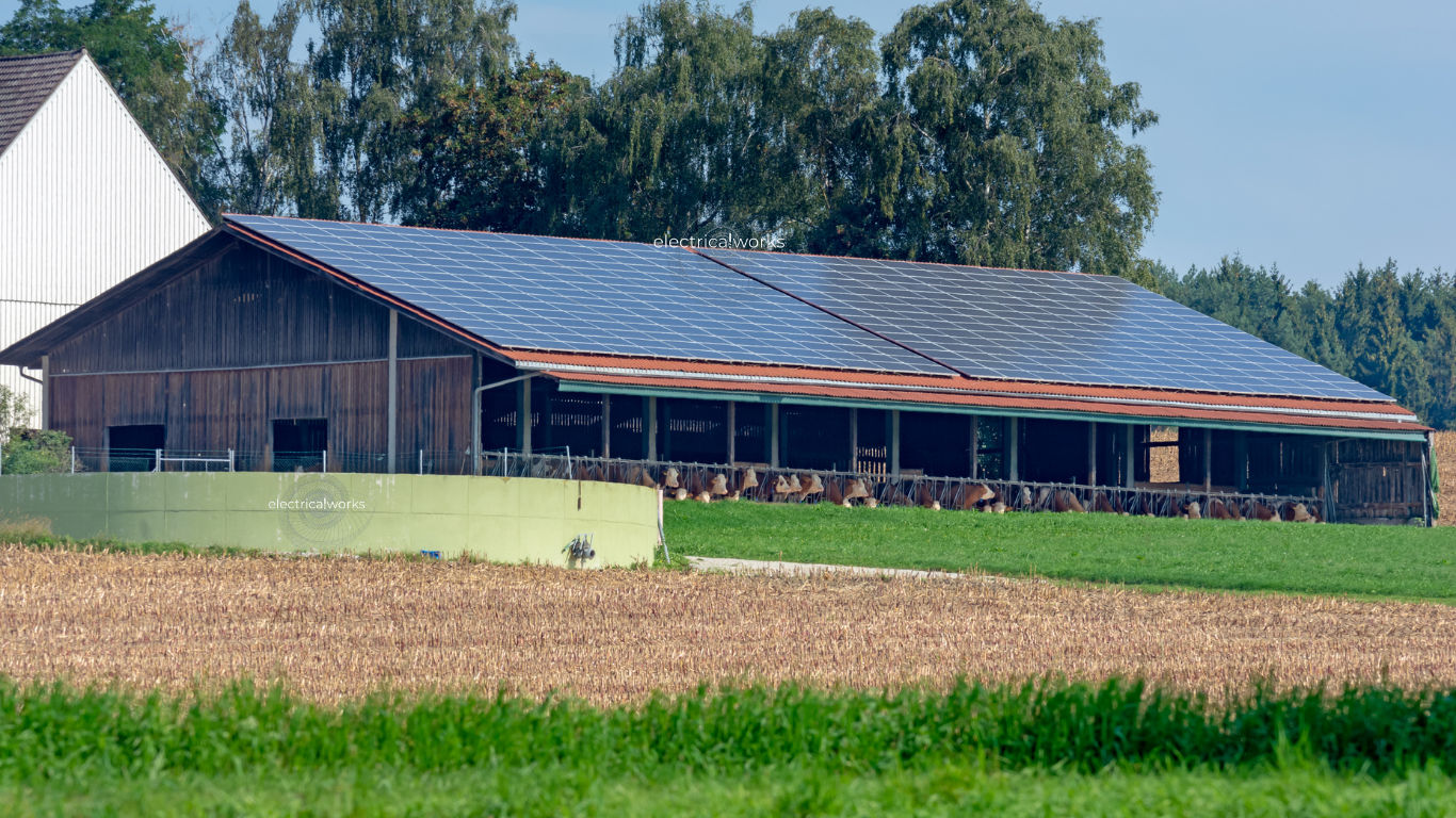 Large-scale solar array and battery storage on a farm