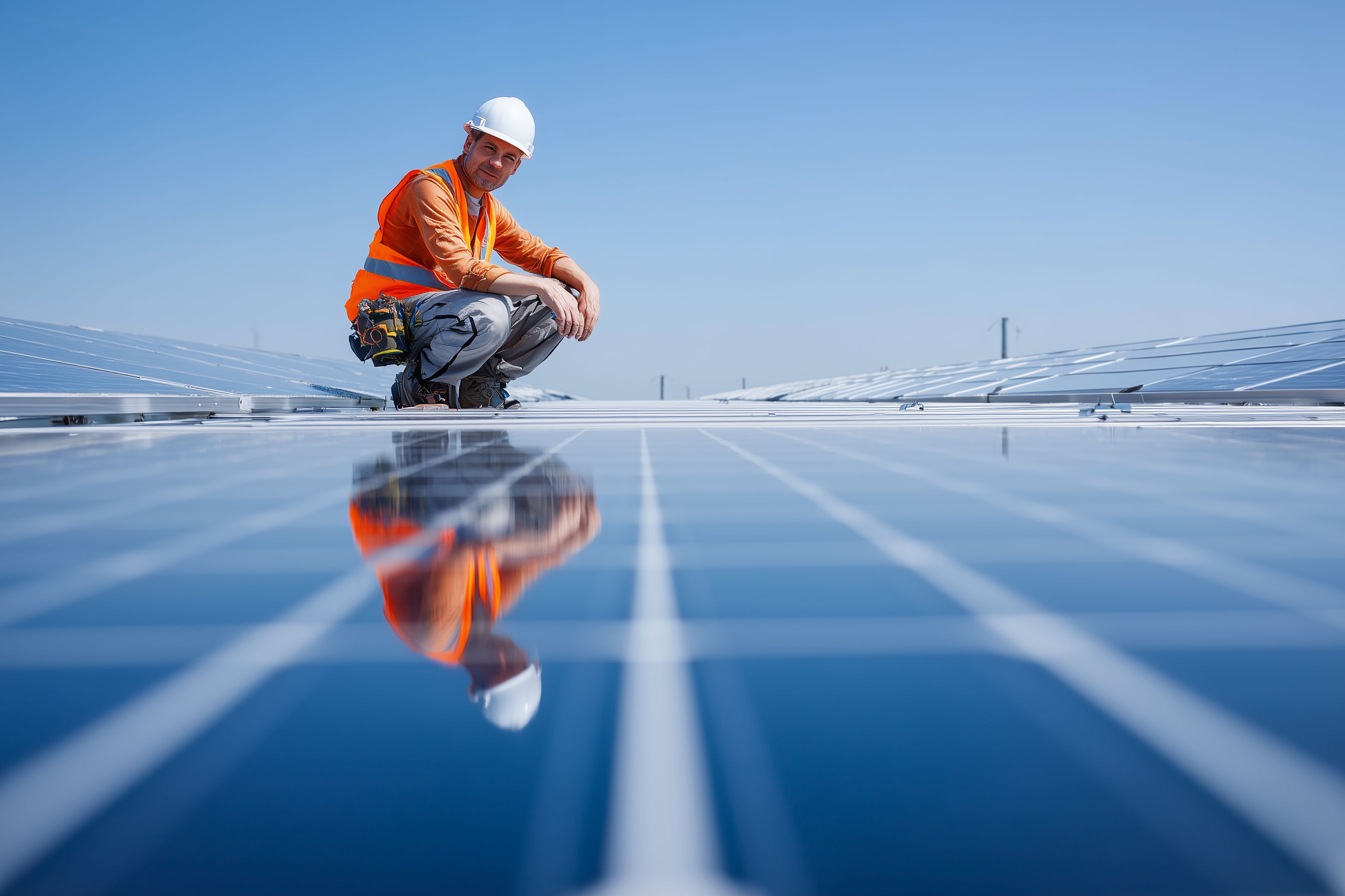 Commercial flat-roof solar ballast trays — non-penetrating PV on rubber roof London electricalworks