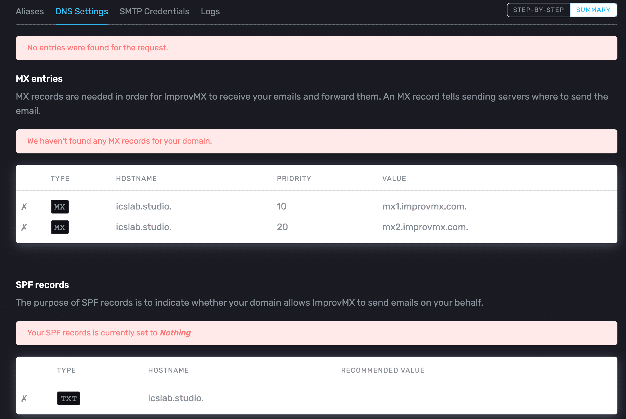 ImprovMX Register