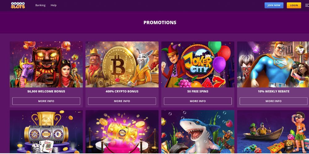 A variety of promotions available at SuperSlots Casino.