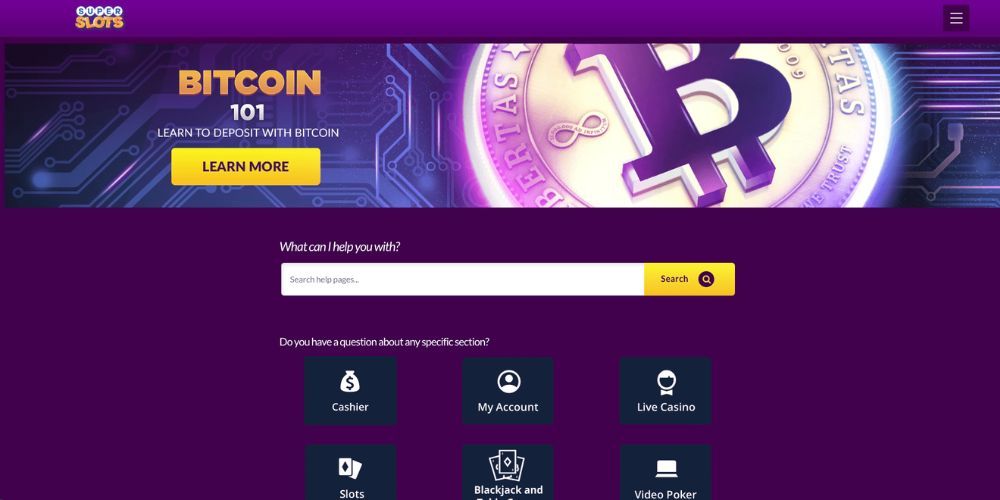 SuperSlots customer support options.