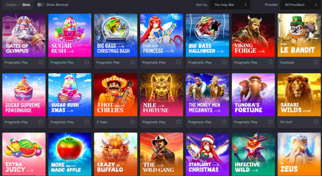 A selection of online slot games available at BC.Game.