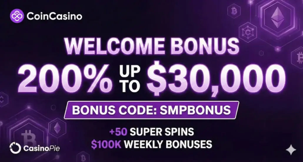 CoinCasino Welcome Bonus offer using promo code SMPBONUS