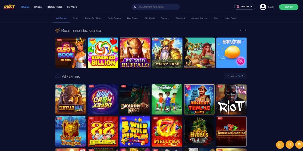A collage of casino games available at mBitcasino