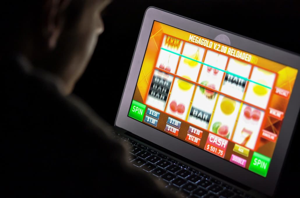 The interface of a colorful online video slot game.
