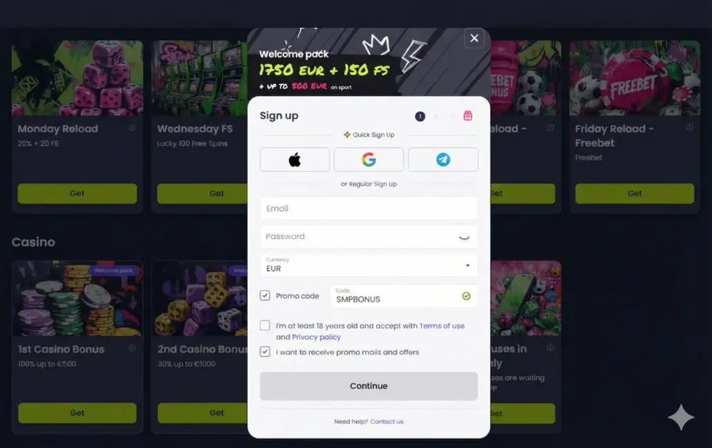 How to use the Starzino promo code SMPBONUS?