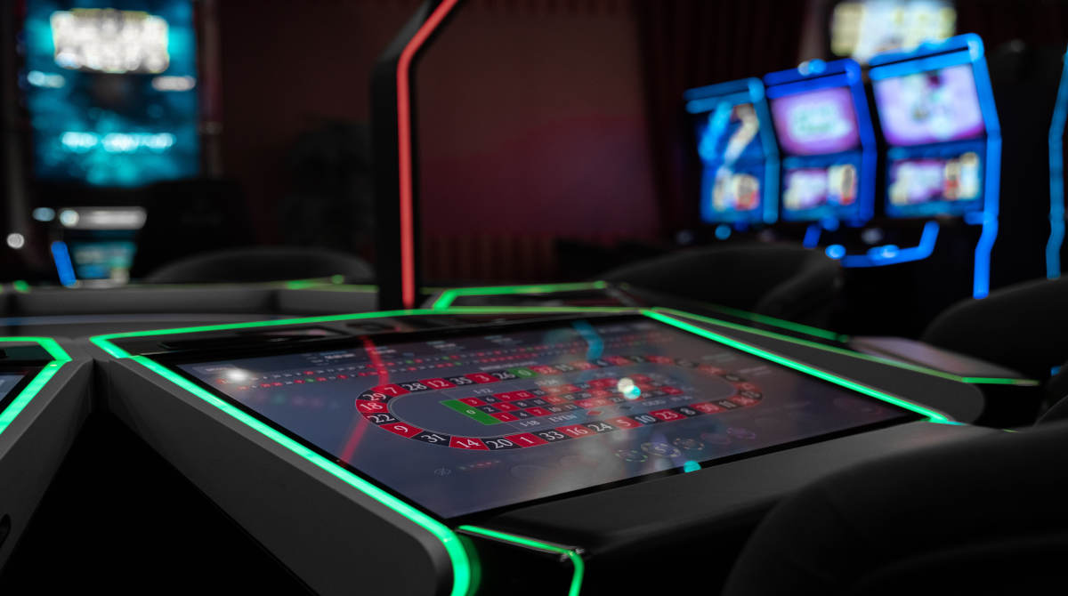 A modern, tech-enabled land-based casino floor.