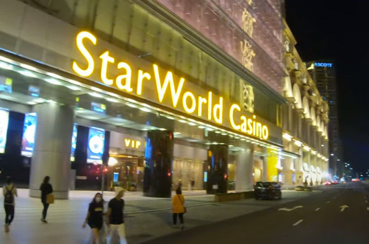 The glowing exterior of StarWorld Casino in Macau.