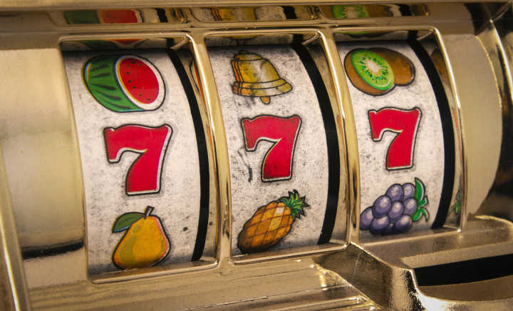 Close-up of a Megabucks slot machine screen.
