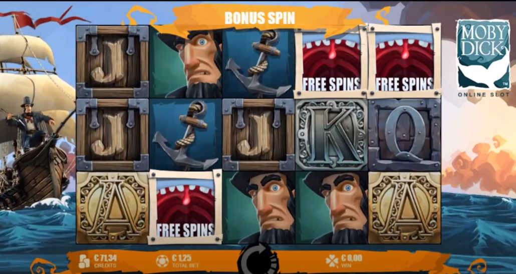 Moby Dick slot game with an ocean theme.